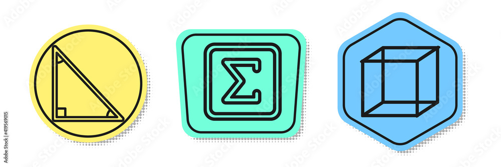 Poster set line calendar, geometric figure square and function mathematical symbol. colored shapes. vector.