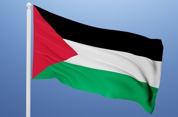 palestine national flag fluttering in the wind 3d realistic render
