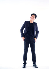 Naklejka premium Young businessman on white background