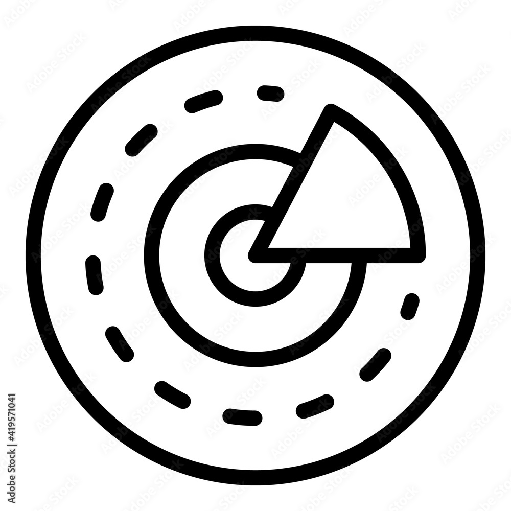 Poster pie chart target audience icon. outline pie chart target audience vector icon for web design isolate