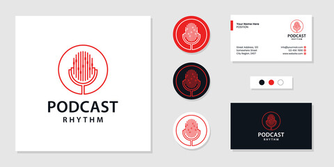 Podcast rhythm audio logo and business card design template inspiration