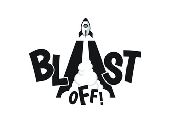 Blast off! Vector graphic of a rocket launch. Logo/illustration.