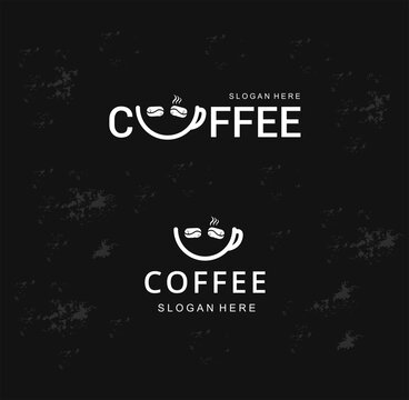 logo for coffee shop emoticon with a smile