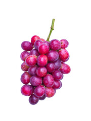 isolated bunch of red grapes by closeup textue with clipping path on white background a nutrition organic fruit for healthy food dessert and juice or wine ingredient