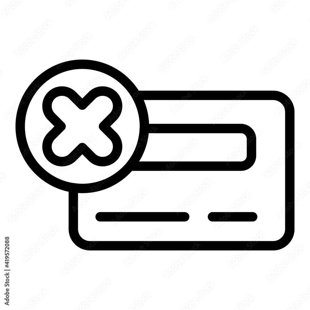 Poster reject card transfer icon. outline reject card transfer vector icon for web design isolated on white