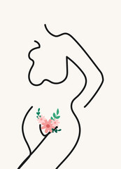 Hand drawn woman silhouette. Illustration in modern, trendy colors. Menstruation period concept.