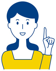 指差しで説明をする女性のベクターイラスト