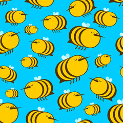 Cartoon cute bee pattern seamless. honeybee vector background