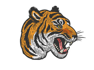 Tiger head tattoo sketch raster illustration