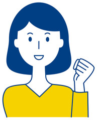 ガッツポーズで励ます女性のベクターイラスト