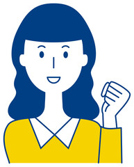 ガッツポーズで励ます女性のベクターイラスト