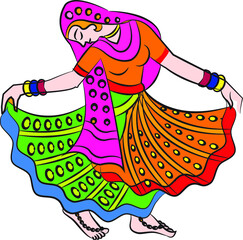 Lord's Gopika, Sevika, or lady servants in Indian mythology. who serves God. entertaining him with dance or music. Kalamkari painting, wall paintings, Indian folk art