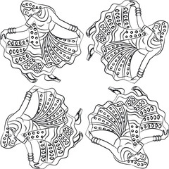 Lord's Gopika, Sevika, or lady servants in Indian mythology. who serves God. entertaining him with dance or music. Kalamkari painting, wall paintings, Indian folk art