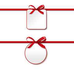 Labels With Ribbons Set Isolated White Background With Gradient Mesh, Vector Illustration