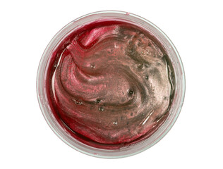 Red and green cosmetic shower jelly, isolated
