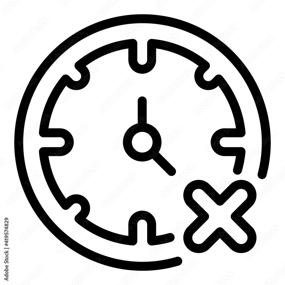 Poster reject time management icon. outline reject time management vector icon for web design isolated on w
