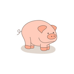 Cute pig isolated on white background. Vector illustration.