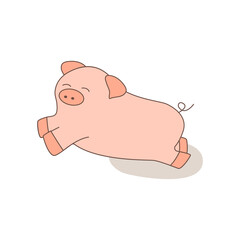 Cute pig isolated on white background. Vector illustration.