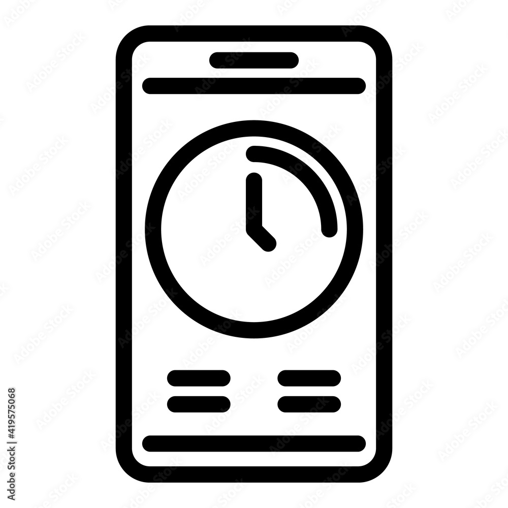 Poster phone time management icon. outline phone time management vector icon for web design isolated on whi