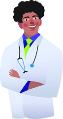 Illustration of an isolated Indian, a Pakistani, Asian doctor portrait