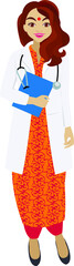 Illustration of an isolated Indian, a Pakistani, Asian female doctor