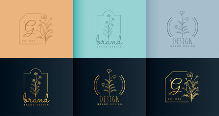 luxury premium floral logo collection in elegant style