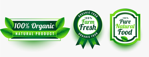 organic pure fresh natural food labels set