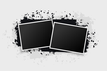 grunge style two photo frames background - obrazy, fototapety, plakaty