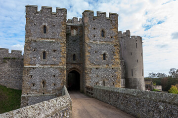 Fototapeta na wymiar 14th century Gatehouse and Barbican, Arundel Castle, West Sussex, England, UK
