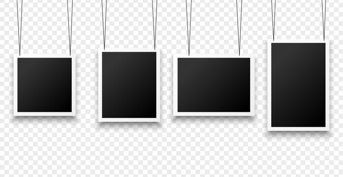 hanging photo frames in various sizes background