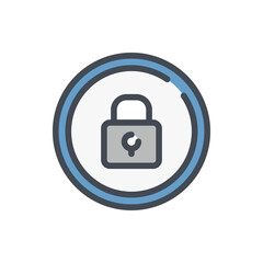 Password color line icon. Lock in circle vector outline colorful sign.