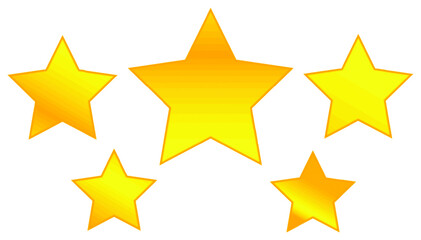 Gold color stars. 5 stars rating. Top rating quality and service. Website star icons. Webdesign gold stars. Beautiful simple star icons. Product quality. Gradient orange and yellow. Business theme