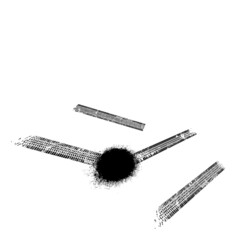 Vector Crash test  Print . Textured Tire Track . Design Element . Car tread silhouette . Mud splash grunge texture. Tyre track banner 