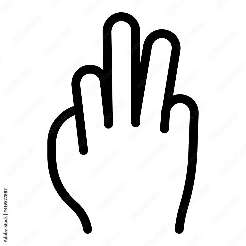 Poster hand gesture three fingers icon. outline hand gesture three fingers vector icon for web design isola