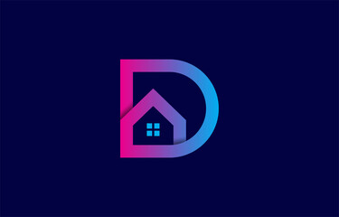 connected real estate home with alphabet letter D logo design