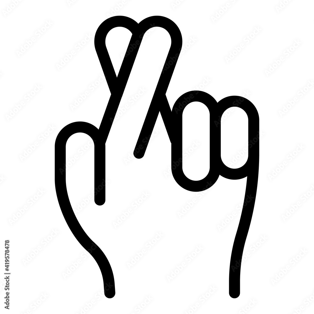 Poster hand gesture good luck icon. outline hand gesture good luck vector icon for web design isolated on w - Posters