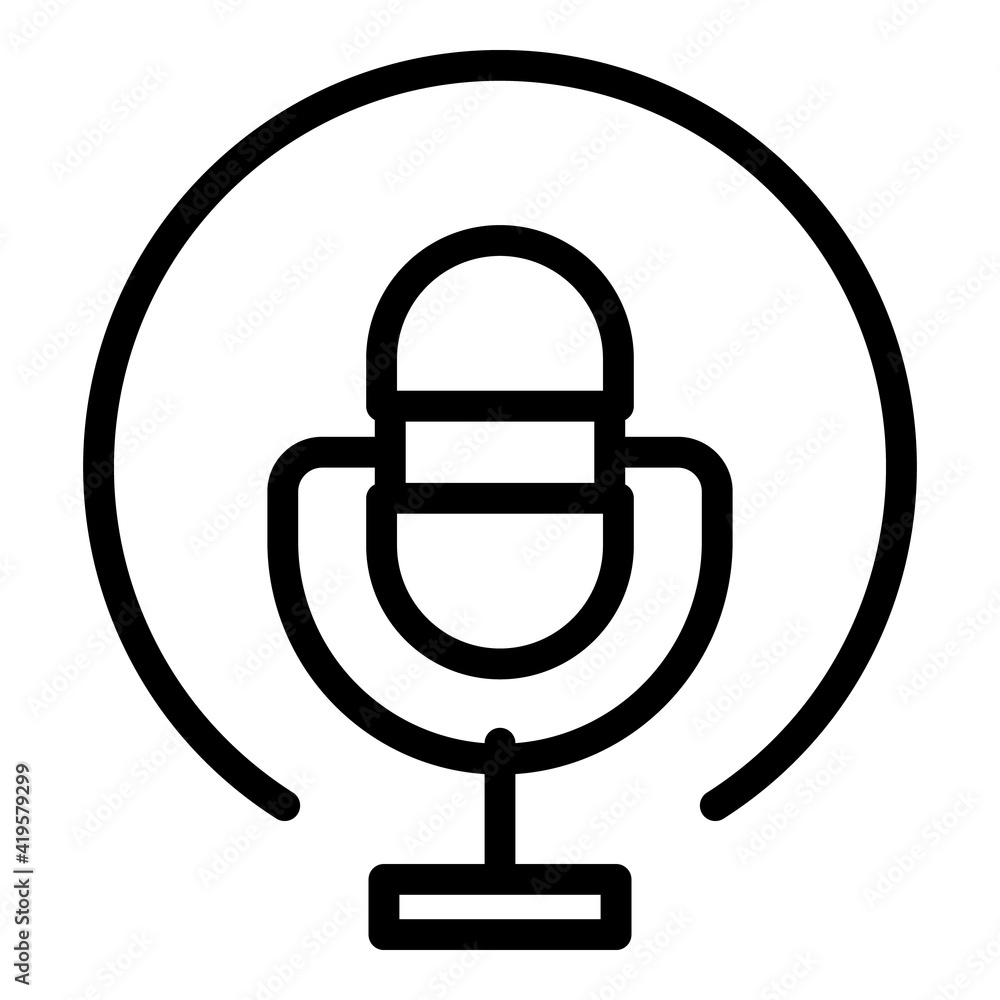 Poster microphone interface icon. outline microphone interface vector icon for web design isolated on white