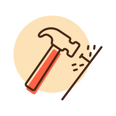Hammer and nails vector flat icon