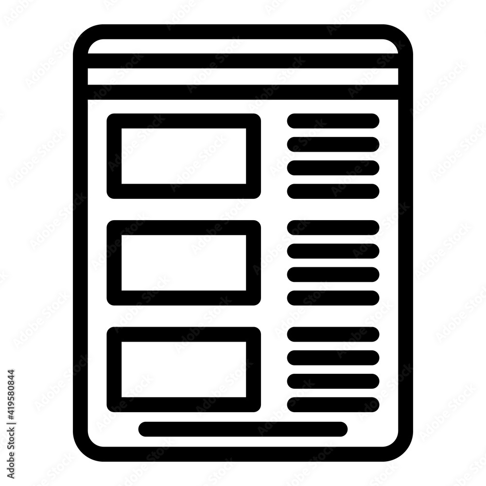 Poster online page interface icon. outline online page interface vector icon for web design isolated on whi