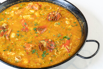 Spanish lobster risotto iron pan