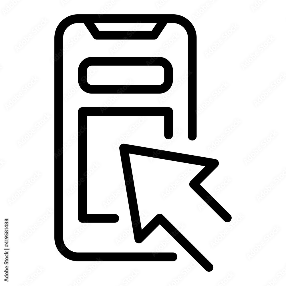 Poster cursor phone interface icon. outline cursor phone interface vector icon for web design isolated on w