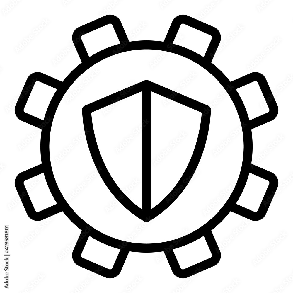 Aufkleber secured gear interface icon. outline secured gear interface vector icon for web design isolated on w