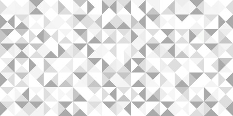 Fototapeta premium Abstract triangles seamless background. Triangular gray and white color halftone design. Decorative gradient wallpaper vector. Minimalist horizontal empty wallpaper