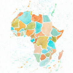 image of watercolor africa map on white