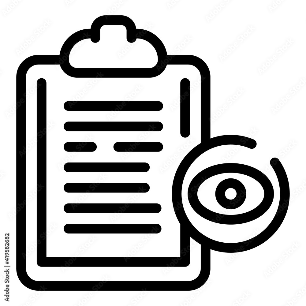 Poster optometry clipboard icon. outline optometry clipboard vector icon for web design isolated on white b