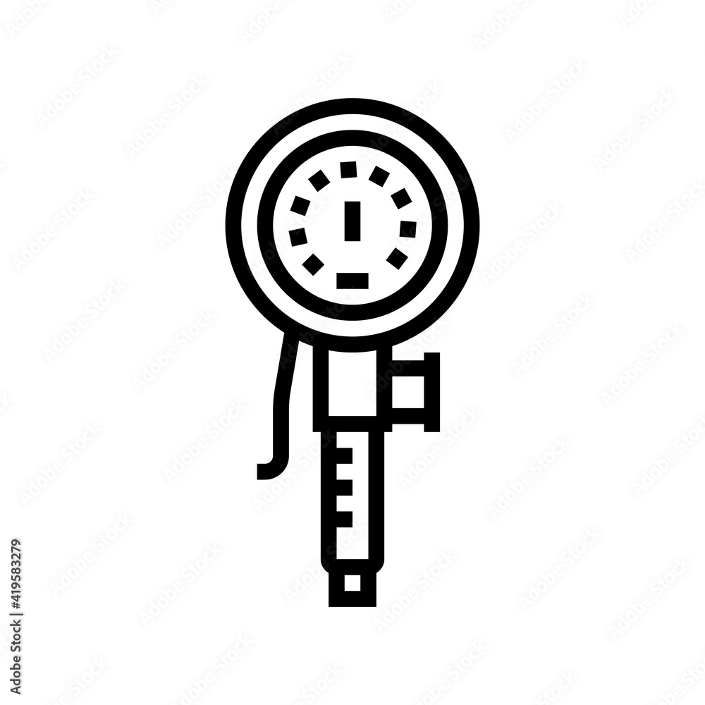 Poster pressure measurement part of air compressor line icon vector. pressure measurement part of air compr