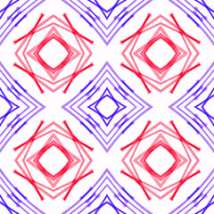 Hand drawn color geometric, symmetric seamless pattern. Abstract patterned background. Design for prints, covers, fabric, textile and wrapping paper.