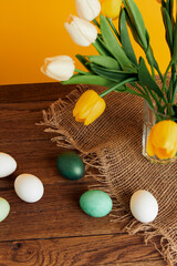 bouquet of flowers colorful eggs holiday extradition Easter