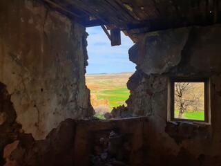 The walls of homes are destroyed