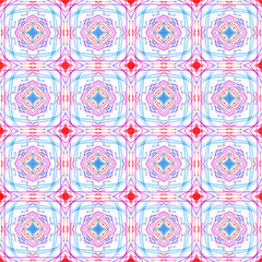 Hand drawn color geometric, symmetric seamless pattern. Abstract patterned background. Design for prints, covers, fabric, textile and wrapping paper.